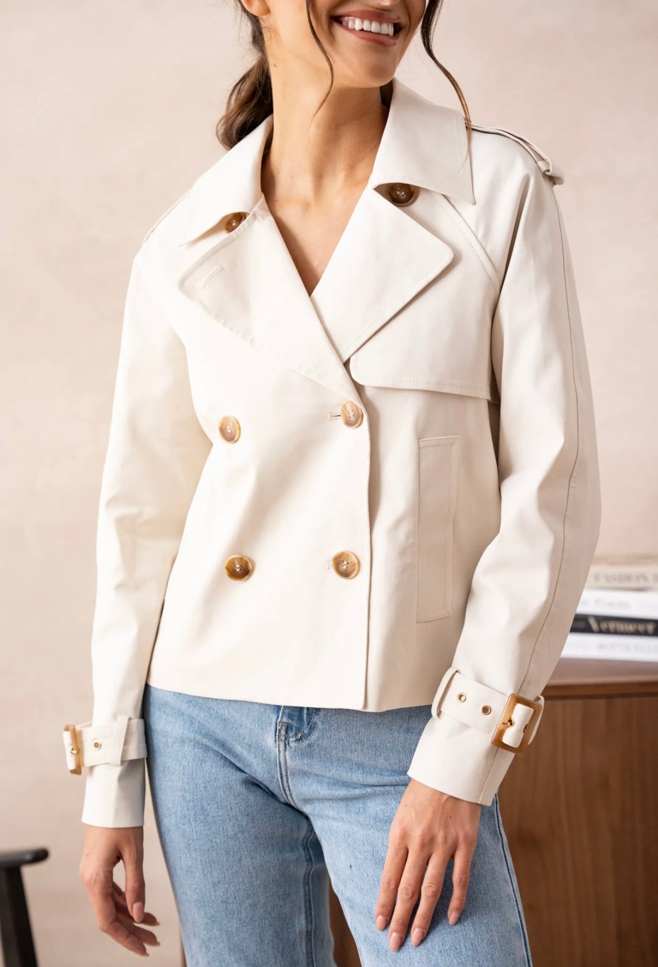 Trenchcoat kurz ecru