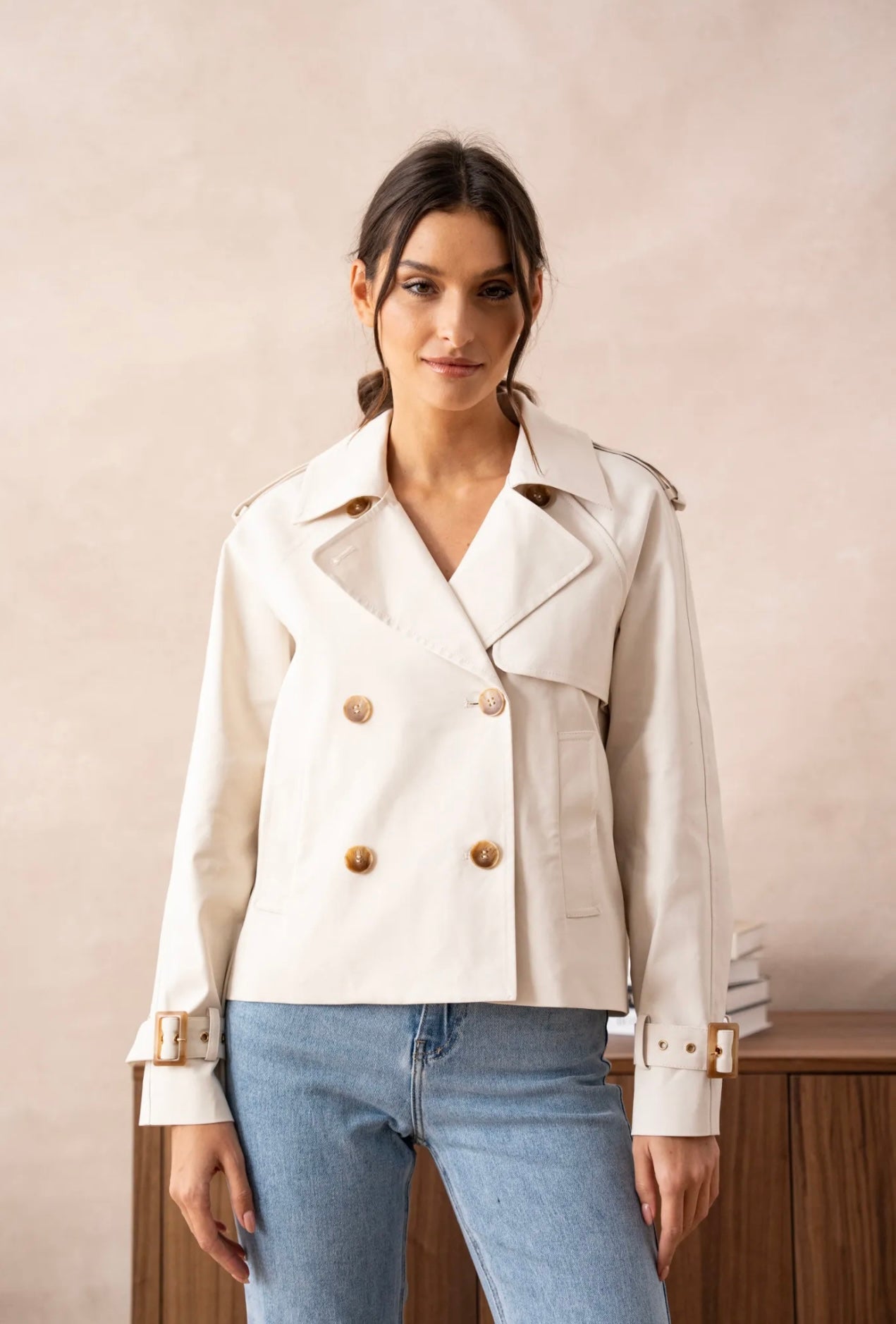 Trenchcoat kurz ecru