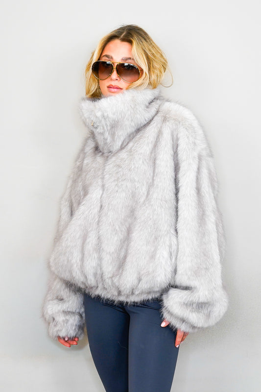 Faux fur Jacke "PARIS" mit Reißverschluss
