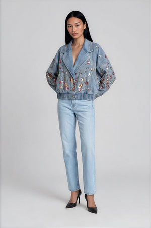 Celestia Bloom Denim Bomber