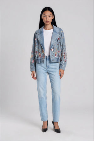 Celestia Bloom Denim Bomber