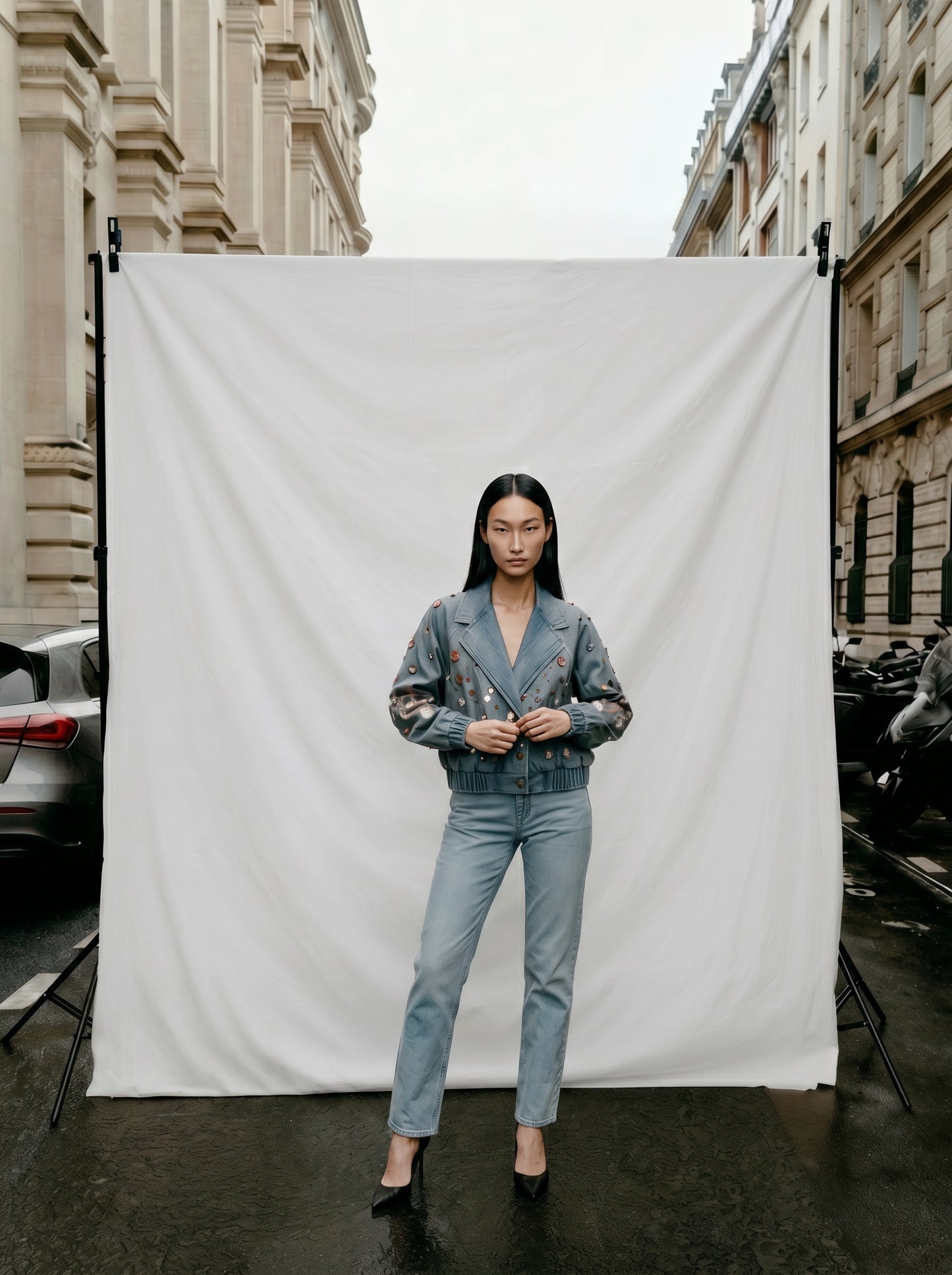 Celestia Bloom Denim Bomber